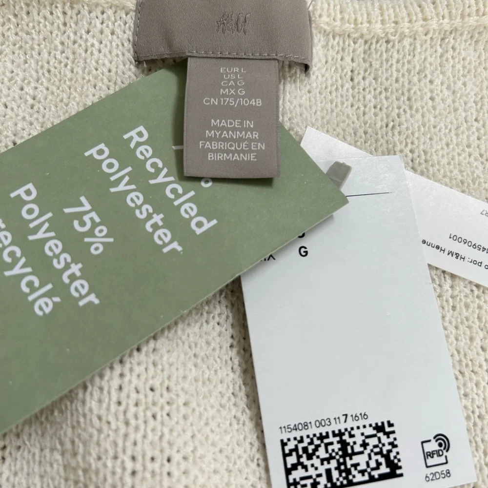 H&M womens sleeveless scoop neck cream colored dress size large NWOT - Picture 2 of 3